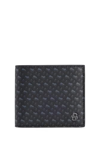 Portefeuille à deux volets BOSS Hommes B ICON en cuir noir avec monogramme