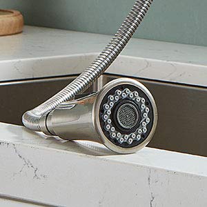 Kingo Home Modern Commercial High Arc Stainless Steel Single Lever Handle Pull Down Sprayer Brushed Nickel Kitchen Faucet, Kitchen Sink Faucet With Deck Plate #TOP6