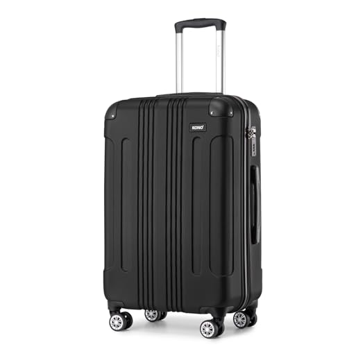 Kono 28 Inch Large Hard Shell Luggage Lightweight ABS 4 Wheels Spinner Business Trip Trolley Case Suitcase (Black)