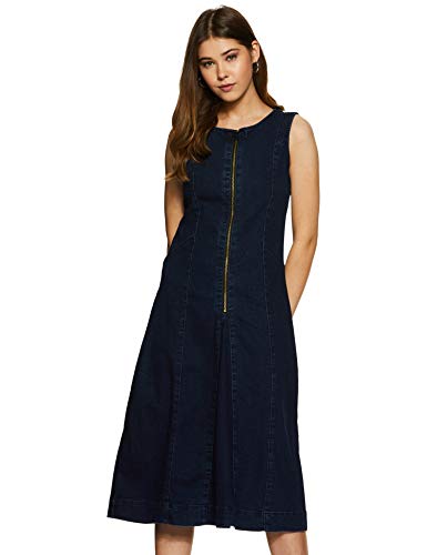Image of Amazon Brand - Symbol Women's A-line One Piece Midi Length Denim Dress