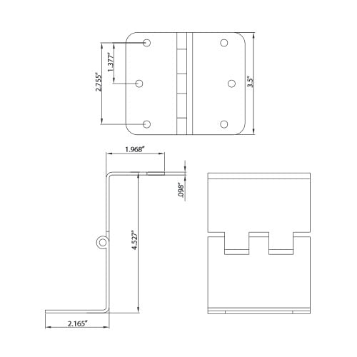 3.5 Inch Swing Clear Offset Door Hinge (5/8" Radius, Satin Nickel) #TOP3