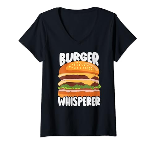 Mujer Funny Burger Whisperer Cheeseburger Lover Hamburger Lover Beef Camiseta Cuello V