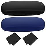 Polyvalent : ce lot de 2 étuis à lunettes (un noir et un bleu) mesure 16,2 x 6 x 3,6 cm et convient à la plupart des lunettes standard, y compris les lunettes de lecture et les lunettes de vue. Convient aux hommes et aux femmes.