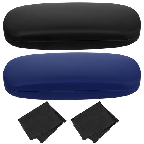 SZZHIYONG 2 Pcs Funda Gafas Rigida para Hombre y Mujer, Estuche Gafas Rigido Portátiles, Fundas de Gafa de Sol de Vista(negro y azul)