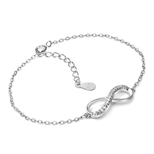 Pulsera de mujer Cubic Zirconia 925 Joyería de plata esterlina para mujer Chica,Símbolo de infinito, Pulseras de amor, Pulseras de brazalete Regalo para Navidad Cumpleaños San Valentín