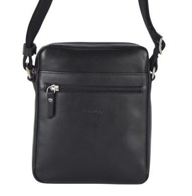 EL POTRO Bolso Bandolera Mediano para Hombre, Piel Vacuno, Colección Box, Cierre de Cremallera, Herrajes Plateados, 22 x 17 x 5 cm