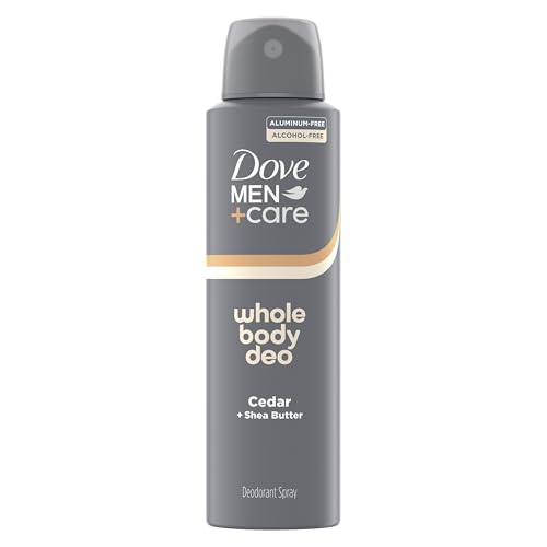Dove Men+Care Whole Body Deo Spray Cedar + Shea Butter – Aluminum‑Free, Gentle Full‑Body Odor...