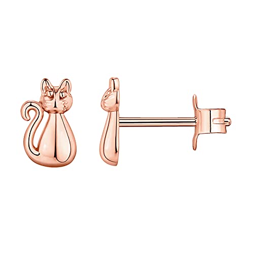 Image of PAVOI 14K Gold Plated 925 Sterling Silver Bar, Dot, Heart, Triangle, Star, Cat | Dainty Earrings for Women - Valentines Day Trendy Jewelry