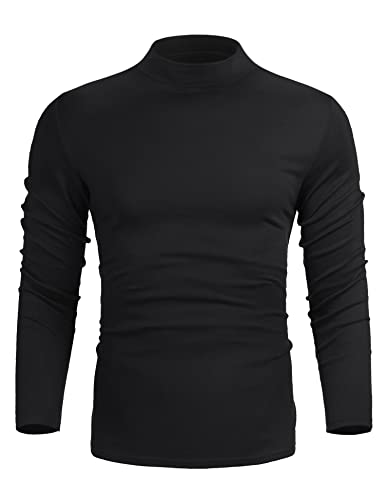 Poriff Men's Casual Mock Neck Tops Long Sleeve Slim Fit Turtleneck Pullover Sweaters2