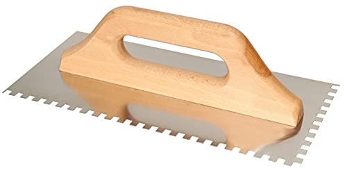 KOTARBAU® Llana Dentada de Acero Inoxidable, 6 x 6 mm / 280 mm, Paleta de alisado con Mango de Madera, Llana Peine de Diente para colocación de baldosas, Espátula Dentada, Talocha