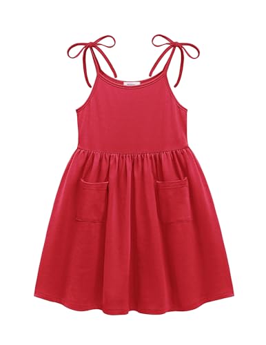 Arshiner Toddler Valentines Dress Spring Summer Party Birthday Sleeveless Beach Casual Sundress Red 5-6 Years