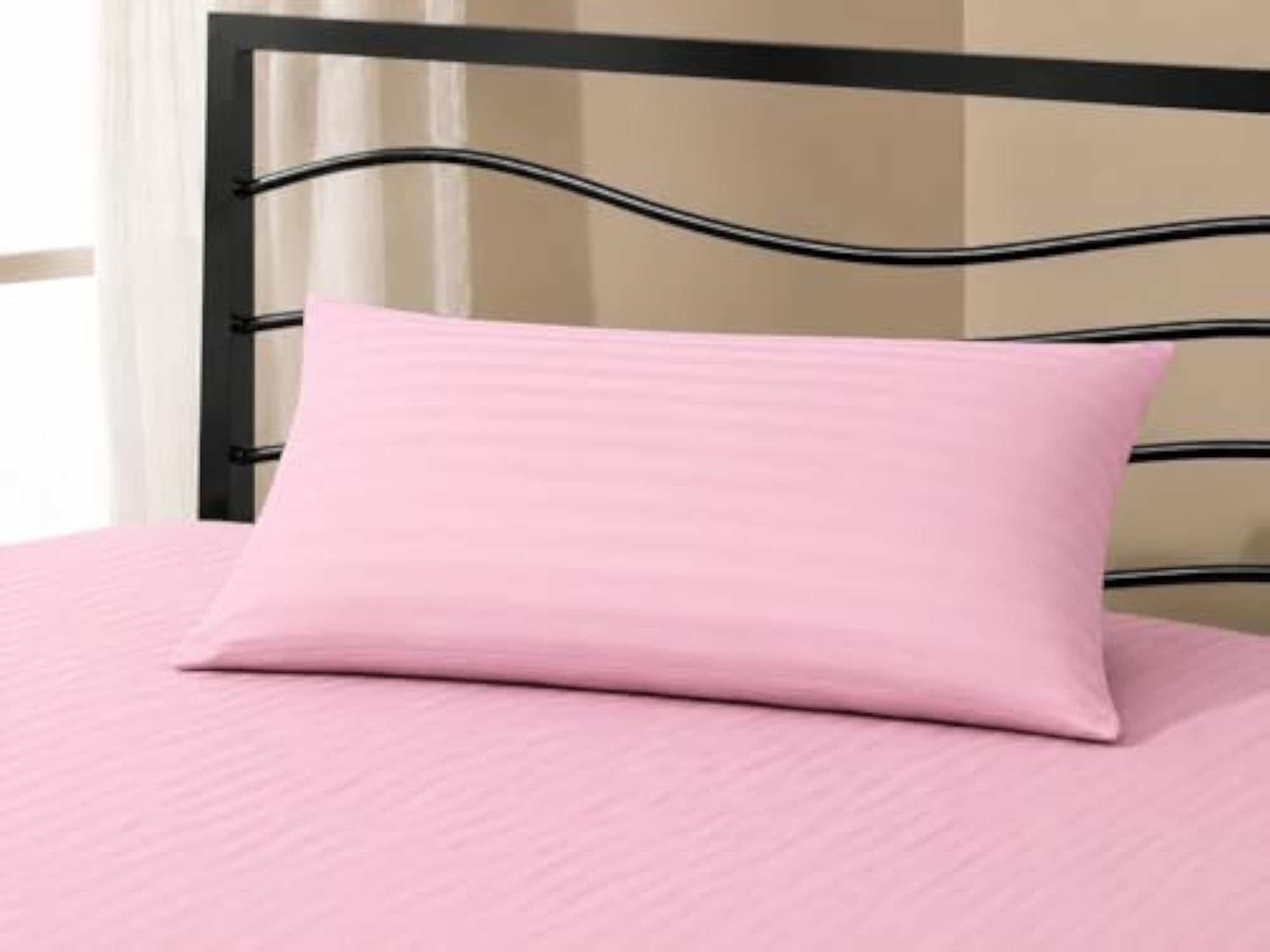 200 TC Cotton Satin Stripe Single Bedsheet with Pillow Covers