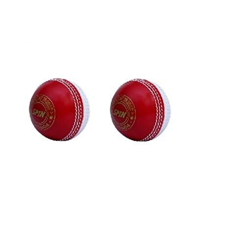 Image of CW Spin White & Red Cricket Ball Water Proof |Practice Training Light Weight 115 Grams | Pack of 2