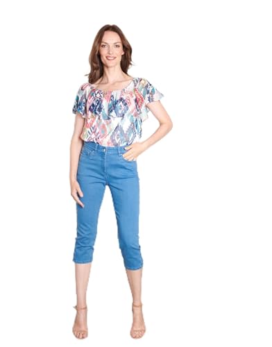 Jean pantacourt denim stretch confortable qui galbe la silhouette
