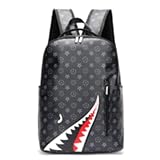 Sollek 17 Inch PU Leather Backpack Casual Travel Work Stylish Breathable Double Shoulder Bag with Canvas Top Handles