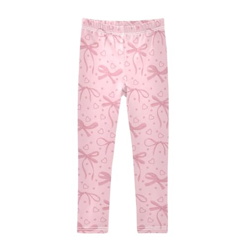 Bow and Heart Girls Leggings,Workout Leggings for Girls Toddler Athletic Legging Size for 3-10T