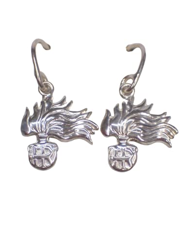 Argento 925 Fiamma dell\'Arma dei Carabinieri - Orecchini Pendenti in Argento 925 - con Amo