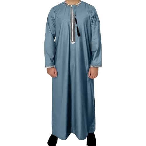 Rrongwn Kaftan Hombres Manga Larga Royalty Dubai Robe Largo Thobe Musulmán Caftán Ropa Árabe Musulmán Ropa Casual Arabia Saudita Trajes Tradicionales Vestido Ramadán, verde, 54