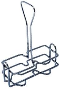 Miniatura 3 de 6 onzas (onza) de aceite y vinagre de mesa de botellas de vidrio con dispensador de vinagre con soporte cromado plateado, dos (2) botellas de cruet