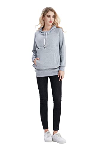 LINYUCHEN Kapuzenpullover für Katzen und Hunde, Welpen, Kätzchen, große Haustiertasche, Pullover, Top, Unisex, Känguru-Kapuzenpullover, Hellgrau, Small