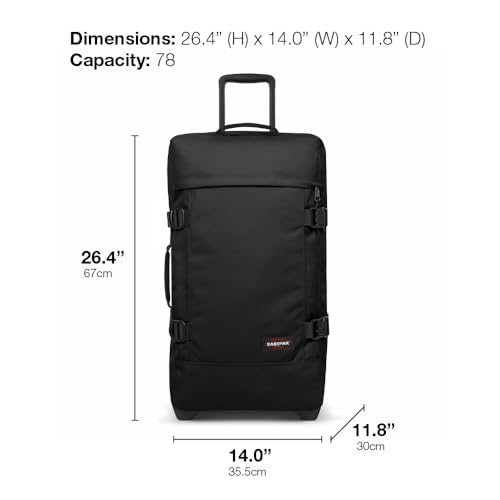 Image of EASTPAK Tranverz M - 78L Medium Soft Sided Checked Luggage, Dual Compartments, TSA Lock, Compression Straps & Smooth Inline Wheels, Brize Retro Navy