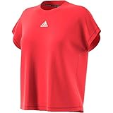 Cuello redondo de canalé adidas W Mh 3S tee Camiseta, Mujer, rojglo/Blanco, S