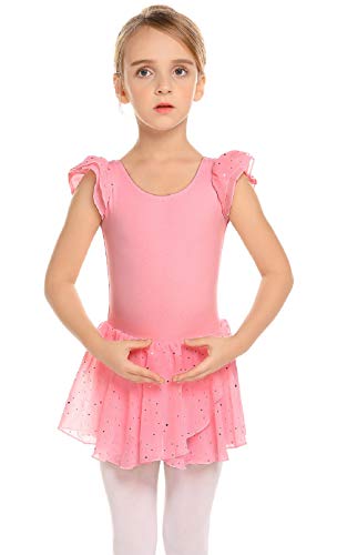 Zaclotre – Vestido de bailarina com manga de babados e saia tutu, rosa, 8-9 Years