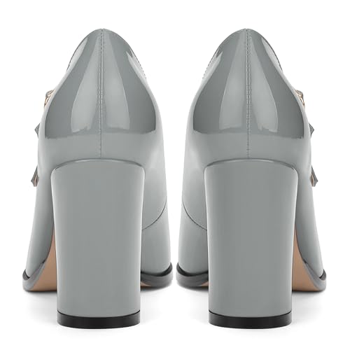 Women's High Heel Mary Jane Single Shoes, Chunky Heel Square Toe Pumps for Women, Closed Toe Work Party Dress Shoes4