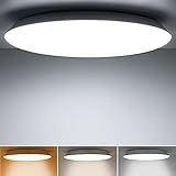 LED Deckenlampe Dimmbar, 36W 3960LM LED Deckenleuchte Wohnzimmerlampe mit Fernbedienung für Schlafzimmer Esszimmer Bad, 3000K-6500K IP54 Wasserfest Rund Ø39cm