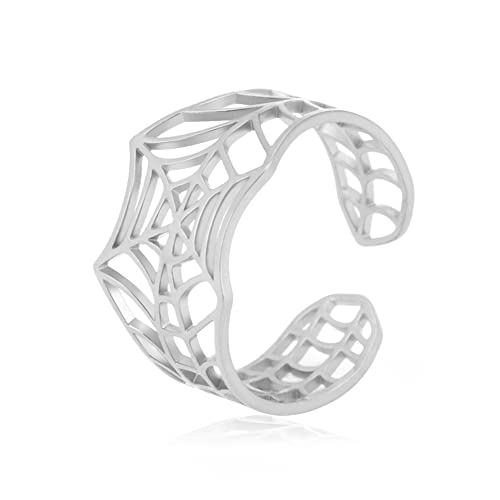 Personalized Spider Web Adjustable Ring for Women Men Stainless Steel Knuckle Middle Tail Finger...