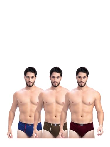 Image of Milton Mens Pure Cotton Solid Briefs with Inner Elastic|Premium Soft Breathable Underwear for Men|Comfort-Fit Waistband for All-Day Wear|Multi-Color, Color Name May Vary as per Availability|Pack of 3