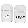 Auldhome design salt and pepper shaker set white rustic enamelware retro vintage style shaker set  urban country home decor