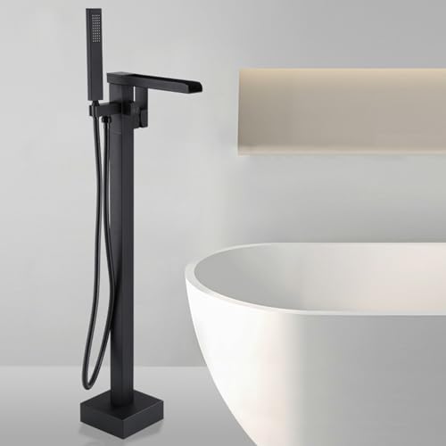 Robinet de bain eau froide et chaude cascade colonne noir doré