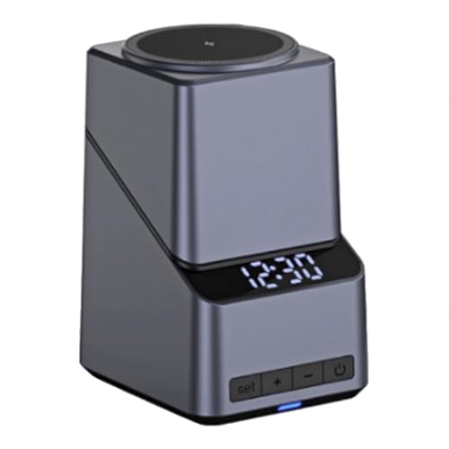 Cargador inalámbrico magnético 4 en 1 con reloj y soporte giratorio automático