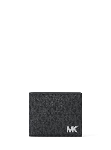 Michael Kors Mens Slim Billfold Silver-Tone Tonal Hardware/MK Signature Black Black
