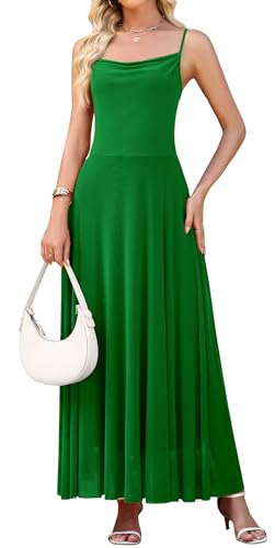 WEACZZY Maxi Dresses for Women Sleeveless Summer Long Dress Flowy Bohemian Beach Cocktail Dress,Green,Large