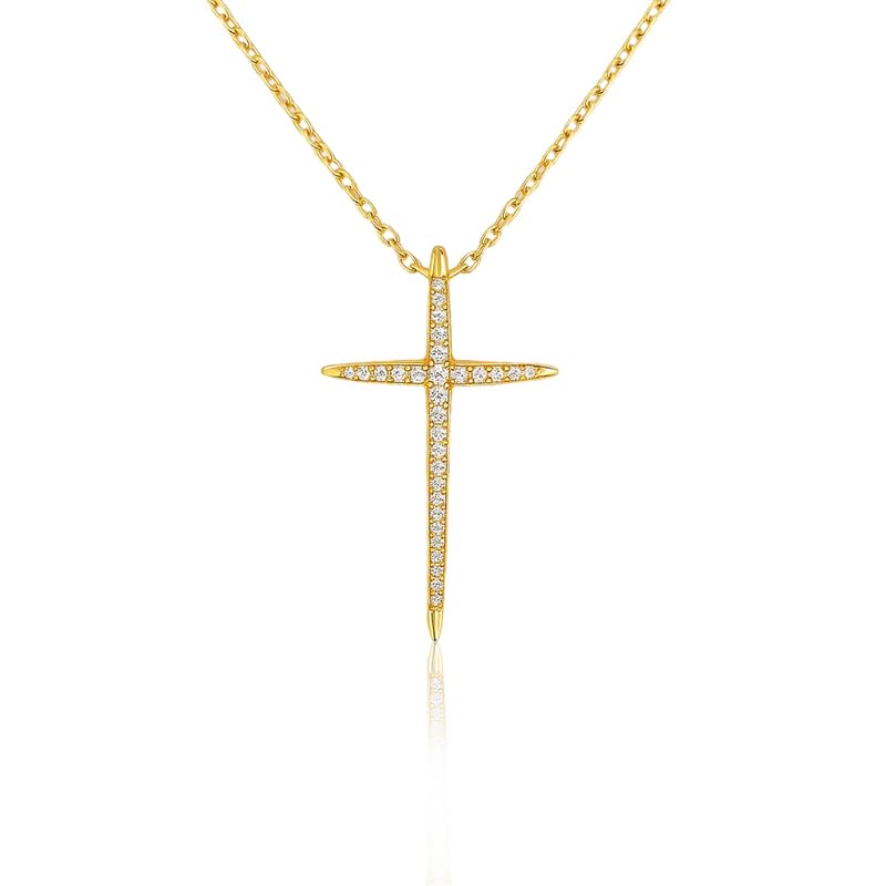 URTHEONE Moissanite Cross Necklace for Women, Crafted in 925 Sterling Silver with 14K White Gold Plating, Sparkling Moissanite Pendant, Faith-Inspired Jewelry for Women