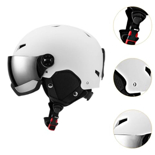 Casco de esquí resistente al viento con orejeras acolchadas blancas XL 3