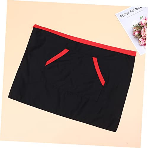 STOBAZA 2- Apron for Men Women Short Waiter Waist Apron Cafe Kitchen Serving in Red Black Rim