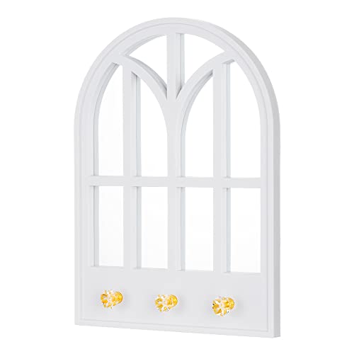 Invero Großer abgerundeter gewölbter traditioneller dekorativer Wandspiegel mit 3 Haken zum Aufhängen, ideal für Flur, Schlafzimmer, Wanddekoration, Wohnzimmer und mehr Cover