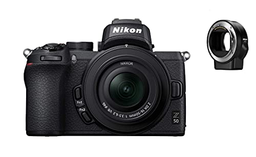 Nikon Z50 + Z DX 16-50mm + FTZ Mirrorless Camera Kit VOA050K004 (Renewed)