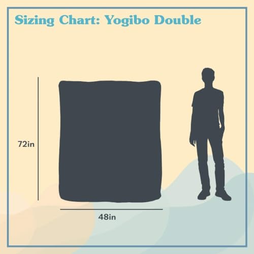 Yogibo Double Giant Bean Bag Chair Bed Lounger for Adults, Kids and Teens with Filling, Extra Large, Oversized, Big, Huge, Plush, Sensory Beanbag Couch Sofa Loveseat, Washable Cover, Blue