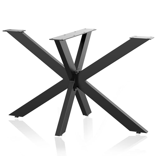 XPOtool Pied de Table Spider Piètement en Acier 71x68x120cm Forme Araignée en Noir Support Surface Travail Pied de Meuble Matériel de Fixation Pied de Meuble