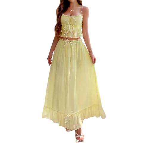 2026 Summer 2 Piece Maxi Skirt Set for Women Y2k