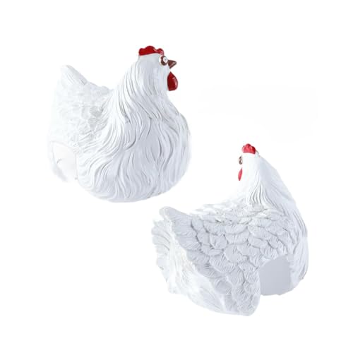 Tabouret poule blanche 14cm décoration jardin terrasse balcon statuette extérieure