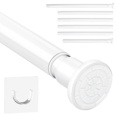 1 pièce réglable barre de douche sans forage, barre de douche anti-dérapage et anti-corrosion 71-240cm blanc barre de rideau au serrage barre de rideau de douche, barre de vêtement, barre de serrage