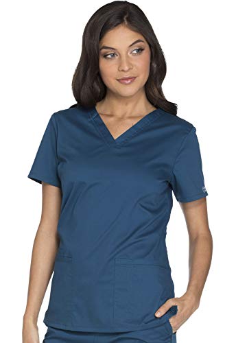 Scrubs for Women Workwear Core Stretch V-Neck Top, Soft Brushed Twill Plus Size WW630, 3XL, Black