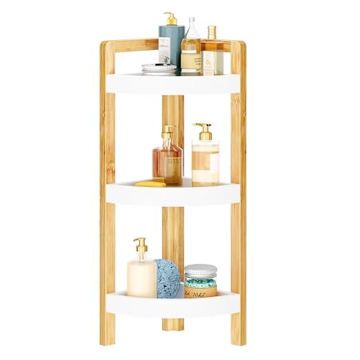soges Estantería Rinconera de 3 Niveles Estante de Esquina de Bambú Esquinera Mueble Esquinero Bambú para Varios Habitaciones Marco de Bambú Estilo Moderno Estantería para Baño Salón Cocina