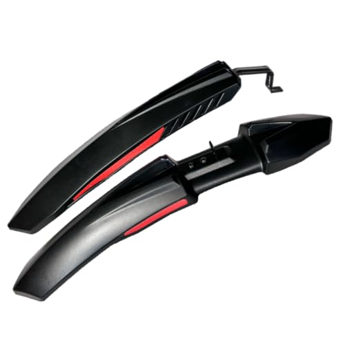 Image of Shrenik Cycle Mudguard Plastic Compatible 26, 27.5, 29 Inch Bicycle Fender Reflective Tape Red Clip-on Front & Rear Set with Metal Caliper Fittings