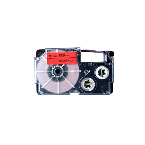 Image of LIVYU LIFE 9mm Tape Compatible Label Tape Replacement for Casio KL-120, KL-60, KL-820, KL-7400, KL-G2, KL-HD1 Label Maker, (Black Ink on Red Tape -9 mm x 8m-1 Pcs)
